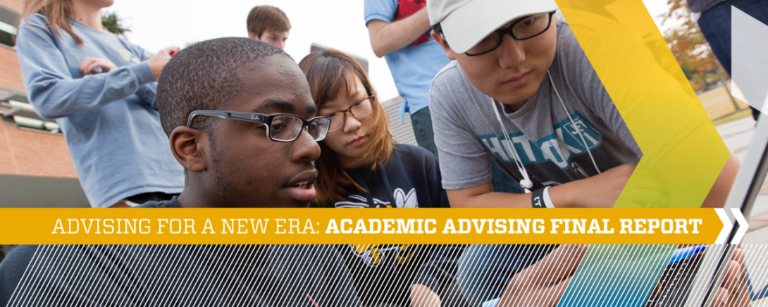Advising Report banner with students
