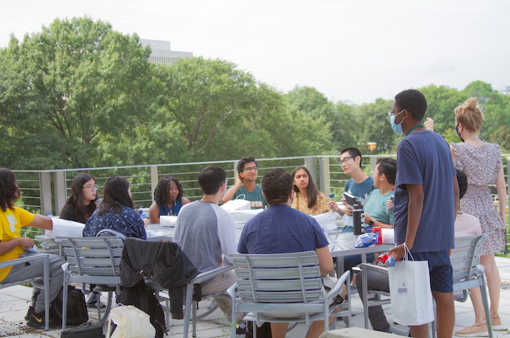 first-generation students on Clough rooftop