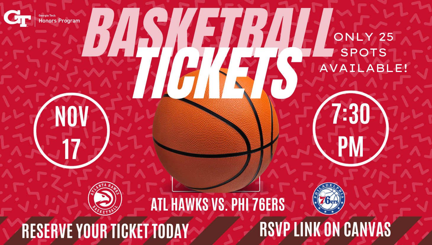 A flyer promoting the HP trip to an Atlanta Hawks game on November 17th, 2023.

