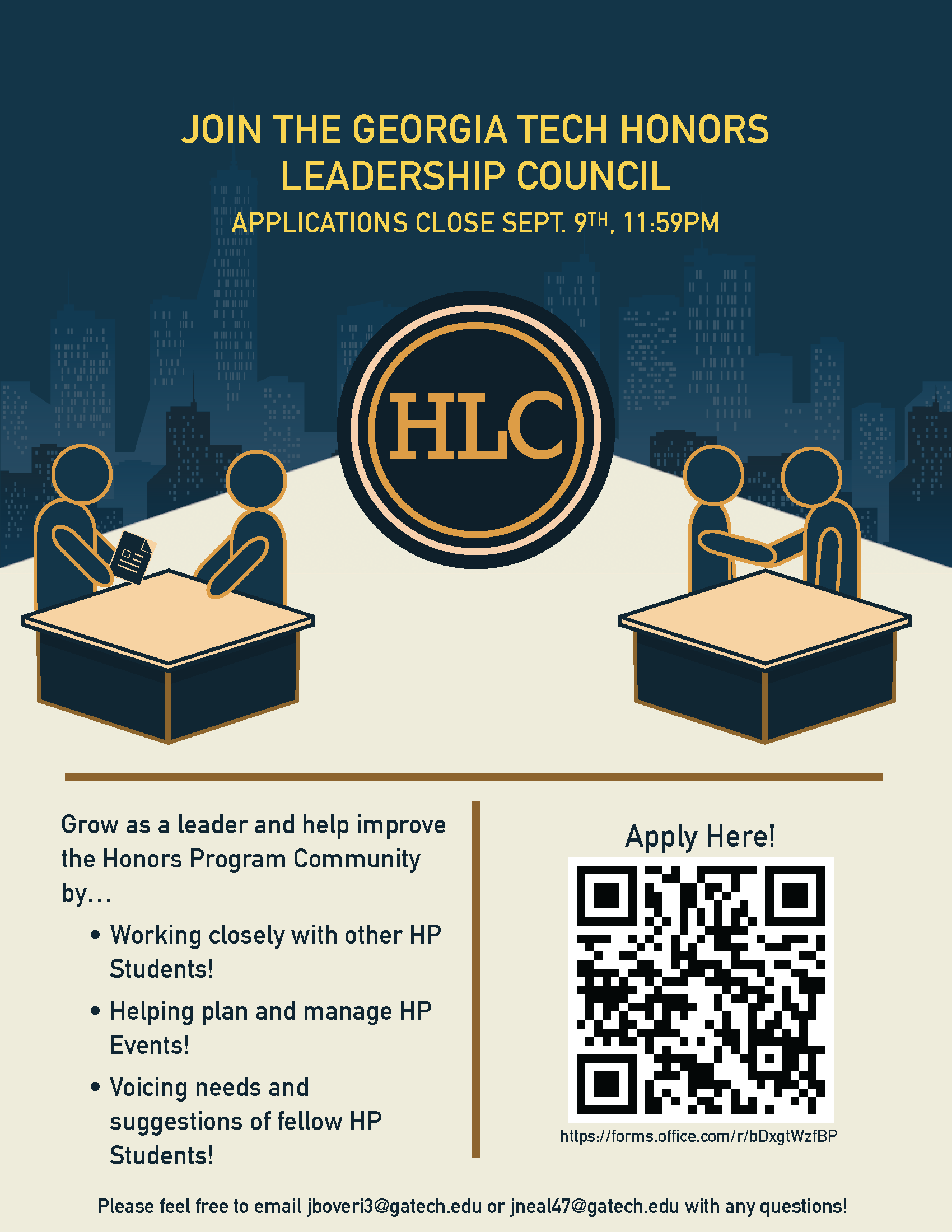A flyer to apply to be a member of the Honors Leadership Council by September 9th, 2024. A flyer to apply to be a member of the Honors Leadership Council by September 9th, 2024. 