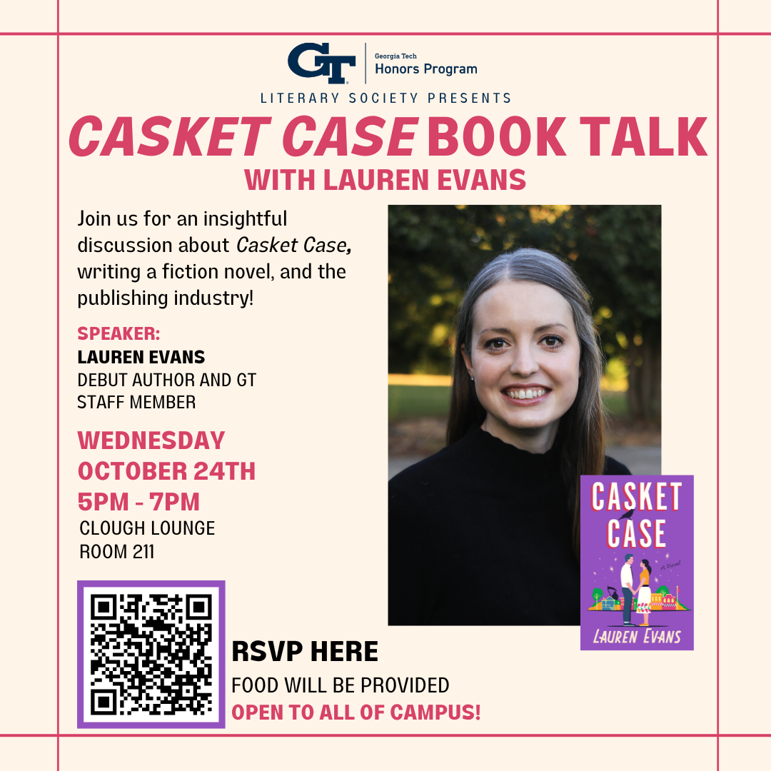 A digital flyer for the Honors Program book discussion event with Lauren Evans on October 24th, 2024. A digital flyer for the Honors Program book discussion event with Lauren Evans on October 24th, 2024. 