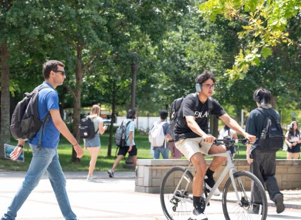 Students walking on campus