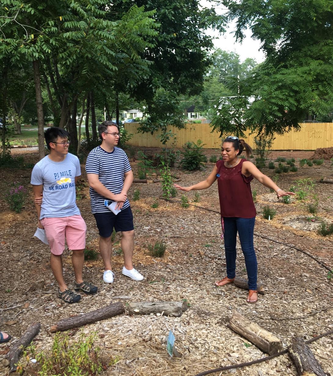 Students in the 2019 cohort of the SLS Summer Internship program touring the Urban Food Forest at Browns Mill.