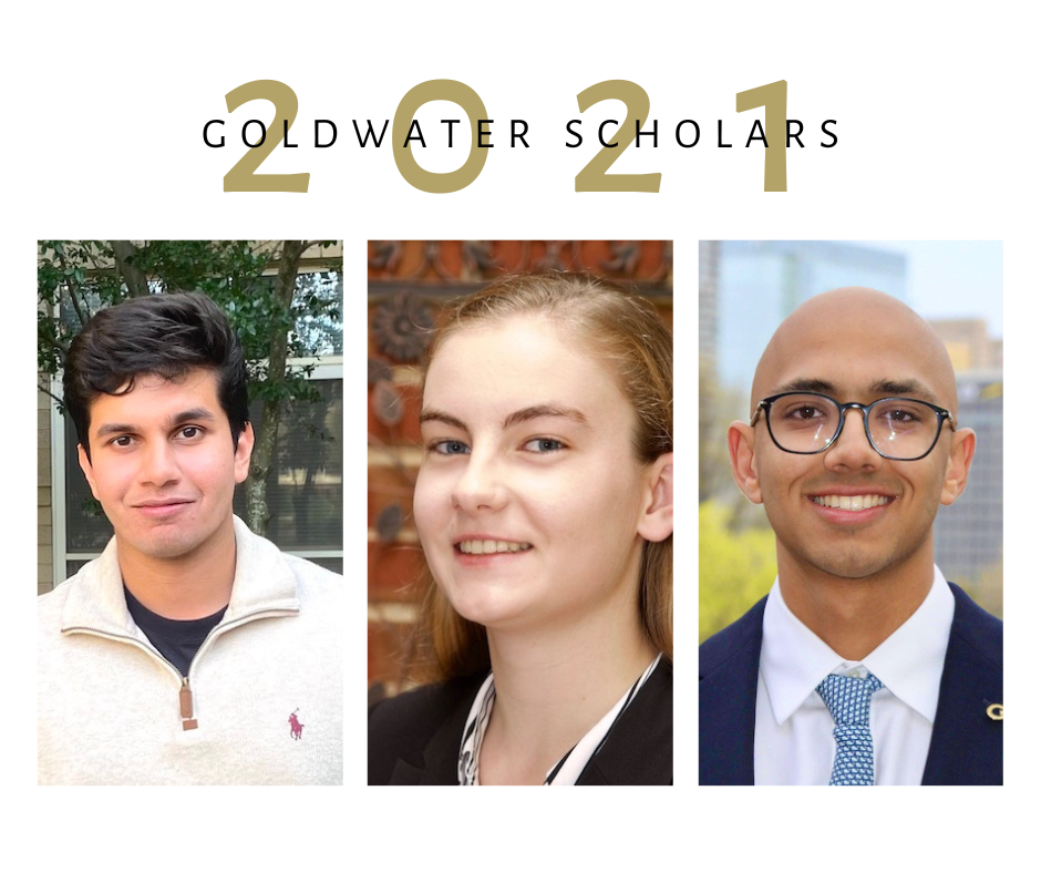 2021 goldwater scholars - 2 men and 1 woman